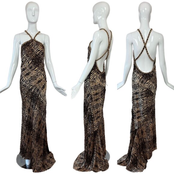 Roberto Cavalli Dresses & Skirts - 2006 vintage silk backless roberto cavalli evening gown maxi dress with chains